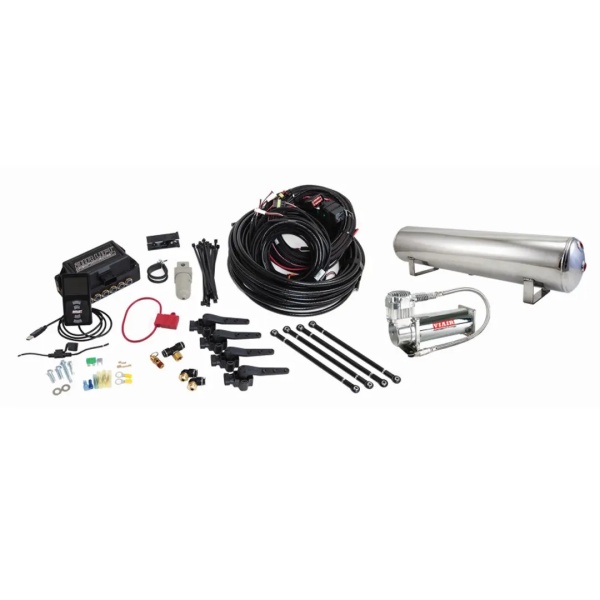 3H Air Management (FNPT Manifold, 1/4" Air Line, 4 Gallon 5-Port Polished Aluminum Tank, VIAIR 444C Compressor)