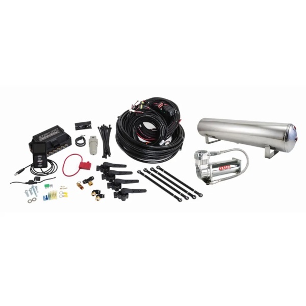 3H Air Management (FNPT Manifold, 3/8" Air Line, 4 Gallon 5-Port Polished Aluminum Tank, VIAIR 444C Compressor)