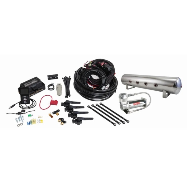 3H Air Management (FNPT Manifold, 3/8" Air Line, 4 Gallon 7-Port Polished Aluminum Tank, VIAIR 444C Compressor)